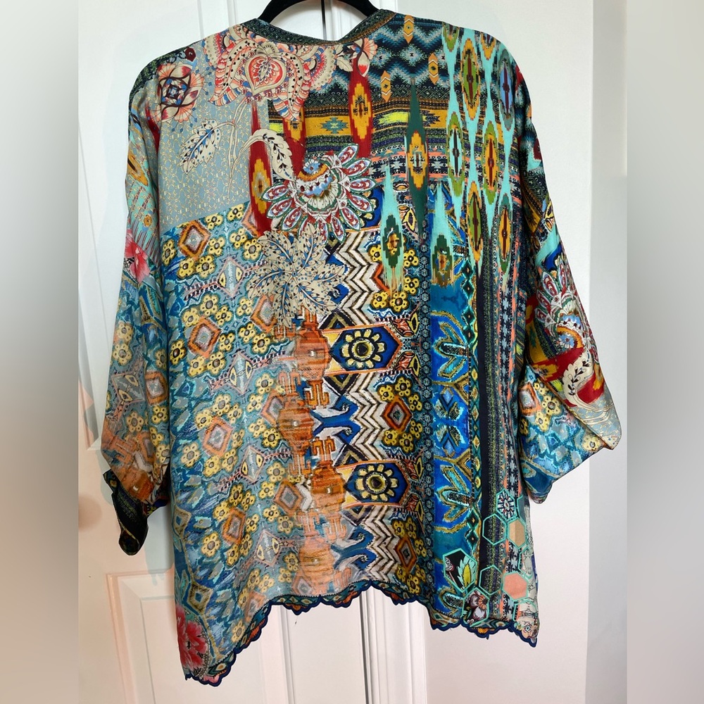 Johnny Was Silk Floral Blouse - Picture 7 of 8